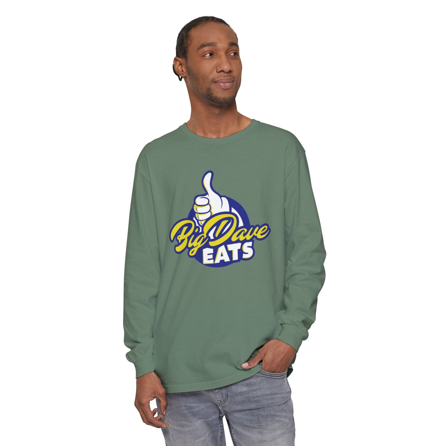 Big Dave Eats Long Sleeve T-Shirt - Casual Unisex Tee for Food Lovers