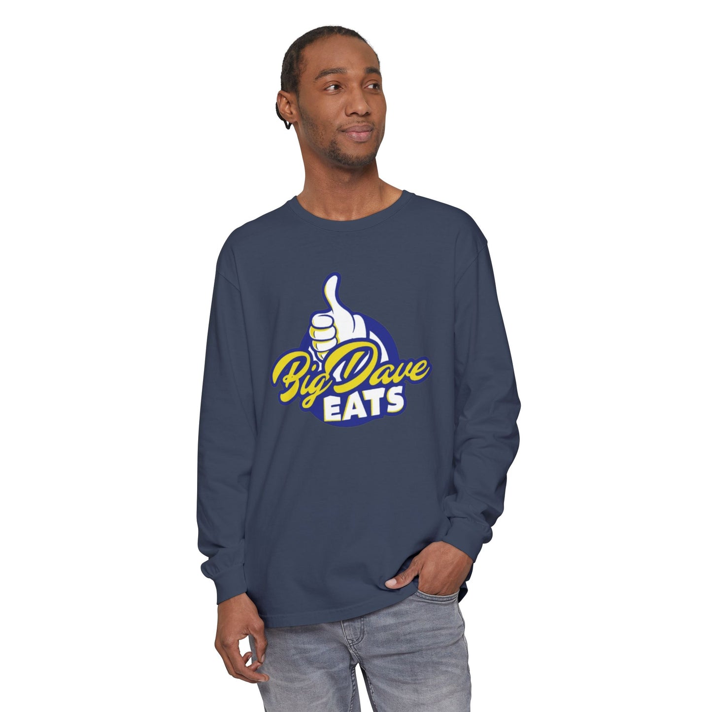 Big Dave Eats Long Sleeve T-Shirt - Casual Unisex Tee for Food Lovers