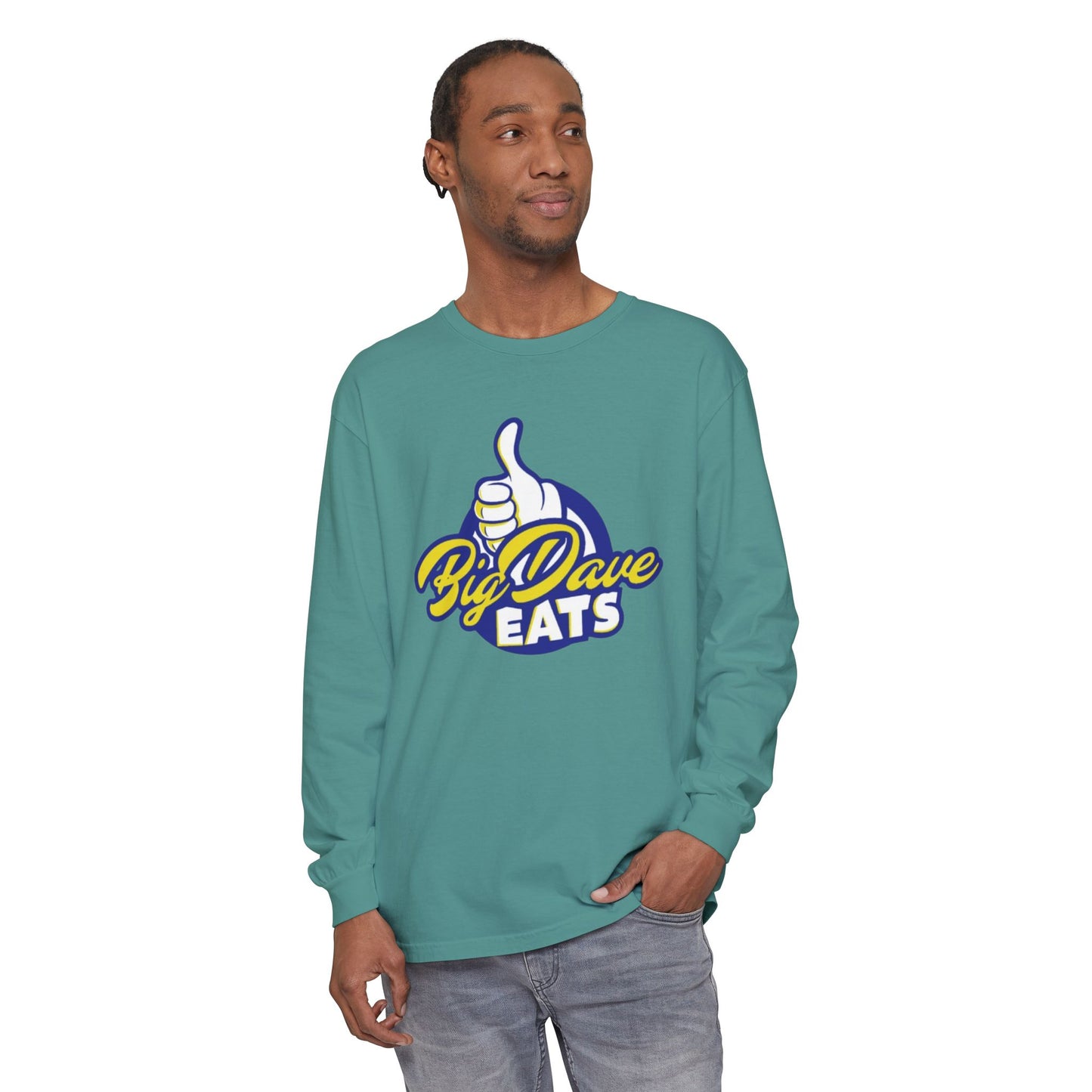 Big Dave Eats Long Sleeve T-Shirt - Casual Unisex Tee for Food Lovers