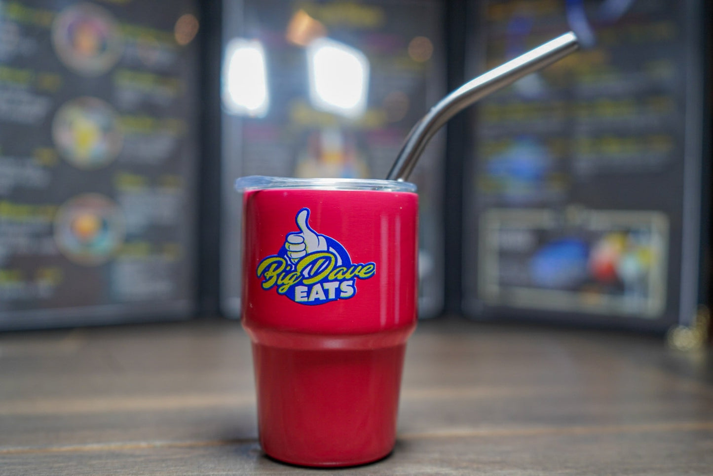 Mini cup with lid and metal straw