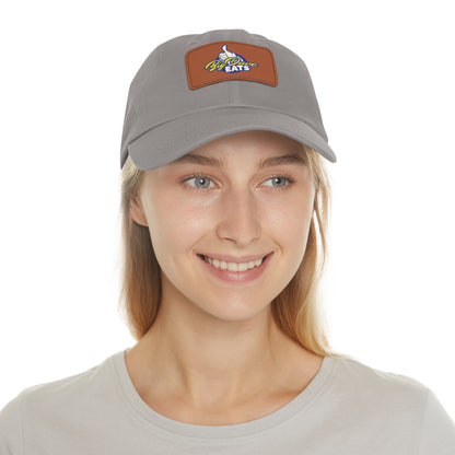 Stylish Leather Patch Dad Hat, Custom Cap for Foodies, Casual Headwear, Perfect Gift for Dads & Grilling Enthusiasts