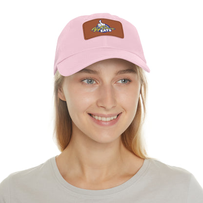 Stylish Leather Patch Dad Hat, Custom Cap for Foodies, Casual Headwear, Perfect Gift for Dads & Grilling Enthusiasts