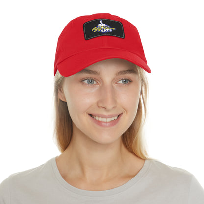 Stylish Leather Patch Dad Hat, Custom Cap for Foodies, Casual Headwear, Perfect Gift for Dads & Grilling Enthusiasts