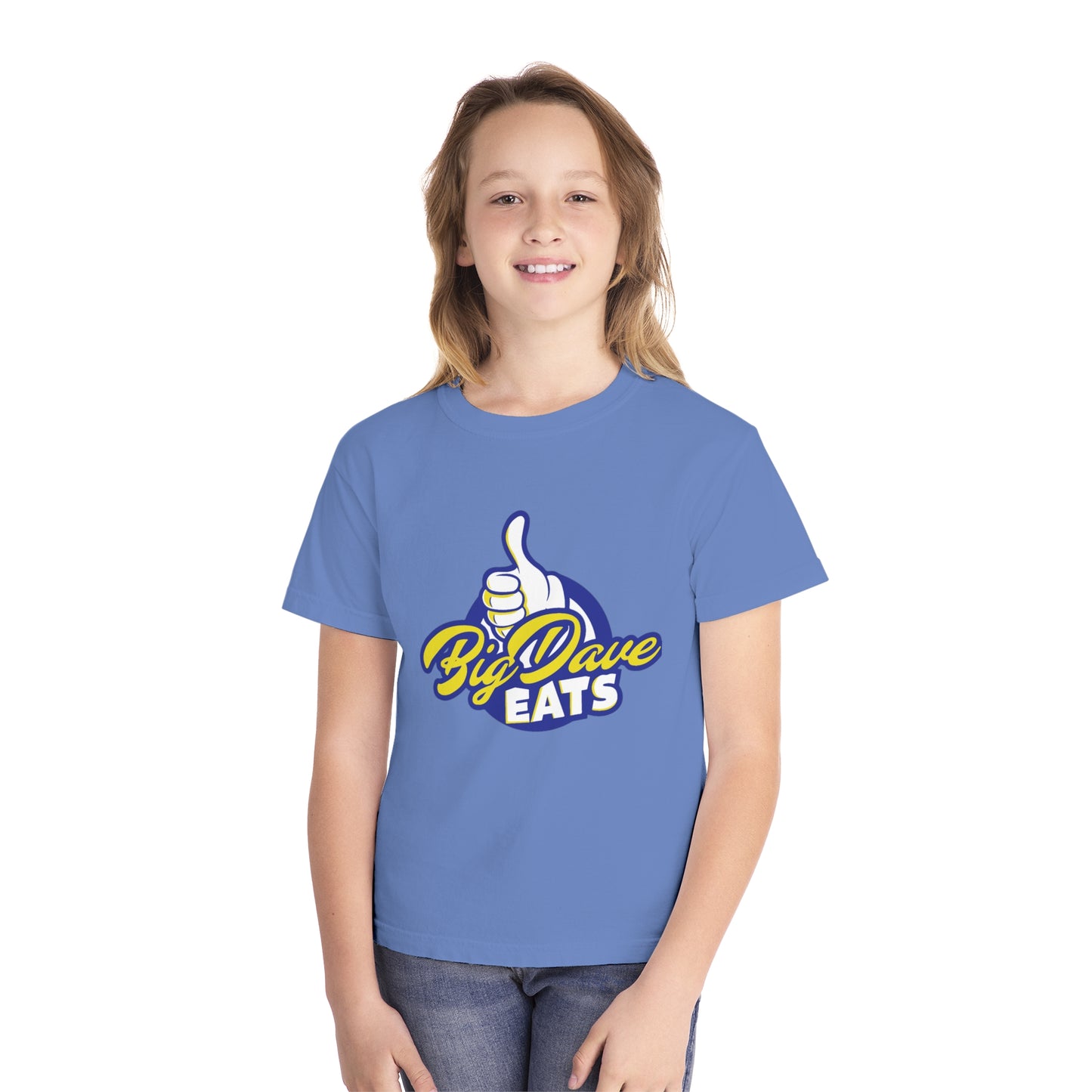Youth Midweight Tee - Big Dave Eats, Fun T-Shirt for Kids, Perfect for Food Lovers, Casual Wear, Birthday Gift, Summer Style