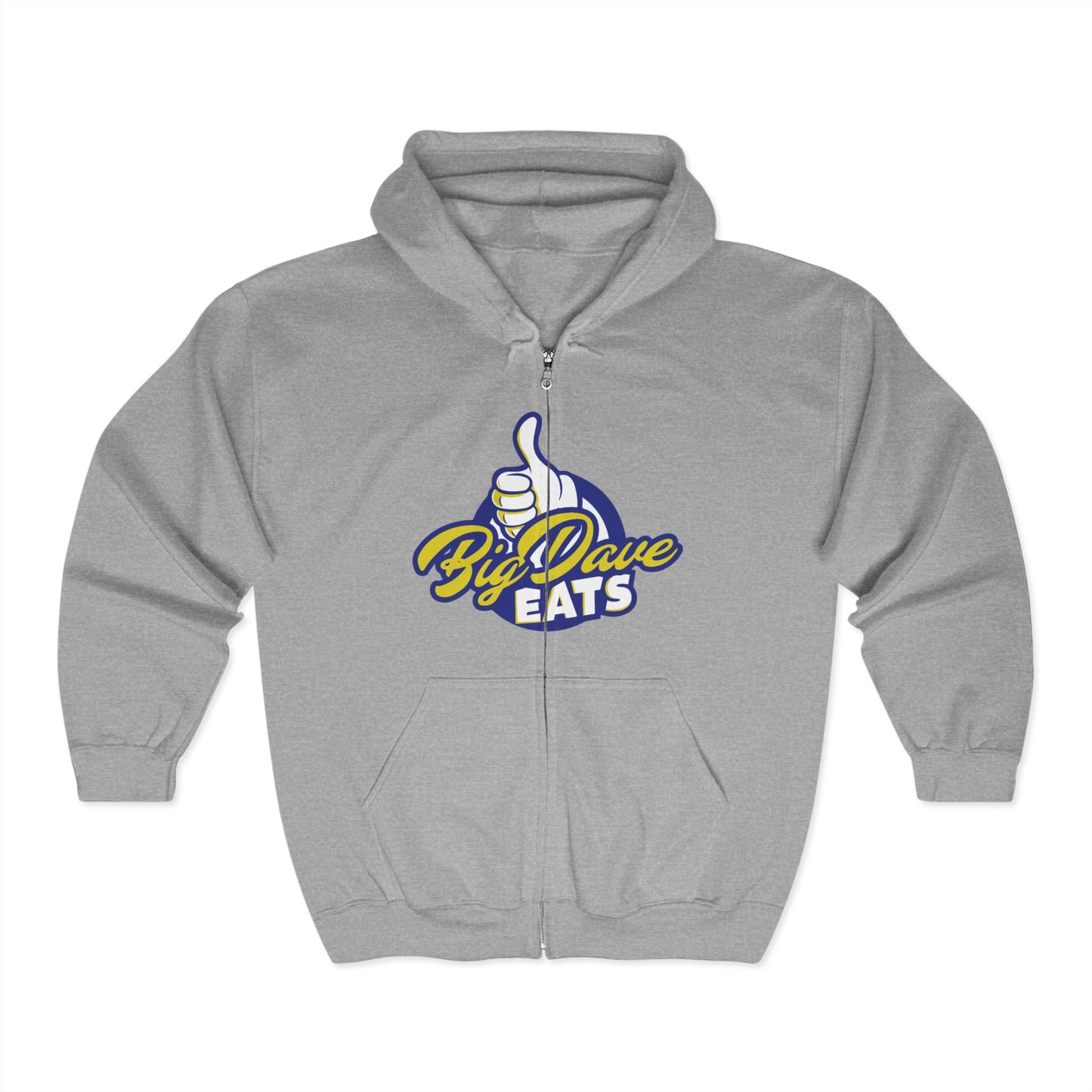 Big Dave Eats Zip Hoodie - Cozy Style, Casual Gift, Foodie Fashion, Cooking Enthusiast Apparel, Chef Hoodie