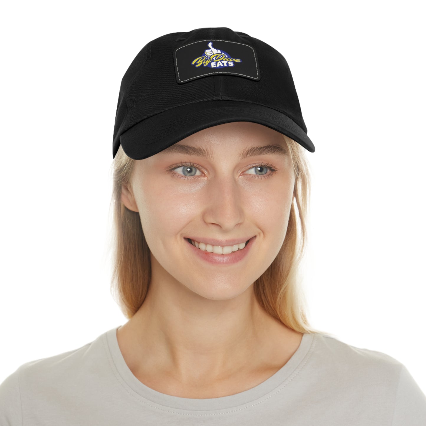Stylish Leather Patch Dad Hat, Custom Cap for Foodies, Casual Headwear, Perfect Gift for Dads & Grilling Enthusiasts