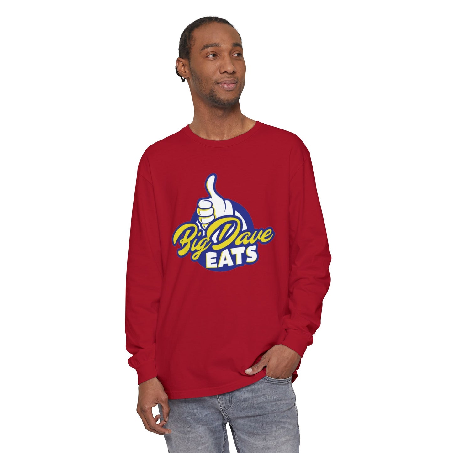 Big Dave Eats Long Sleeve T-Shirt - Casual Unisex Tee for Food Lovers