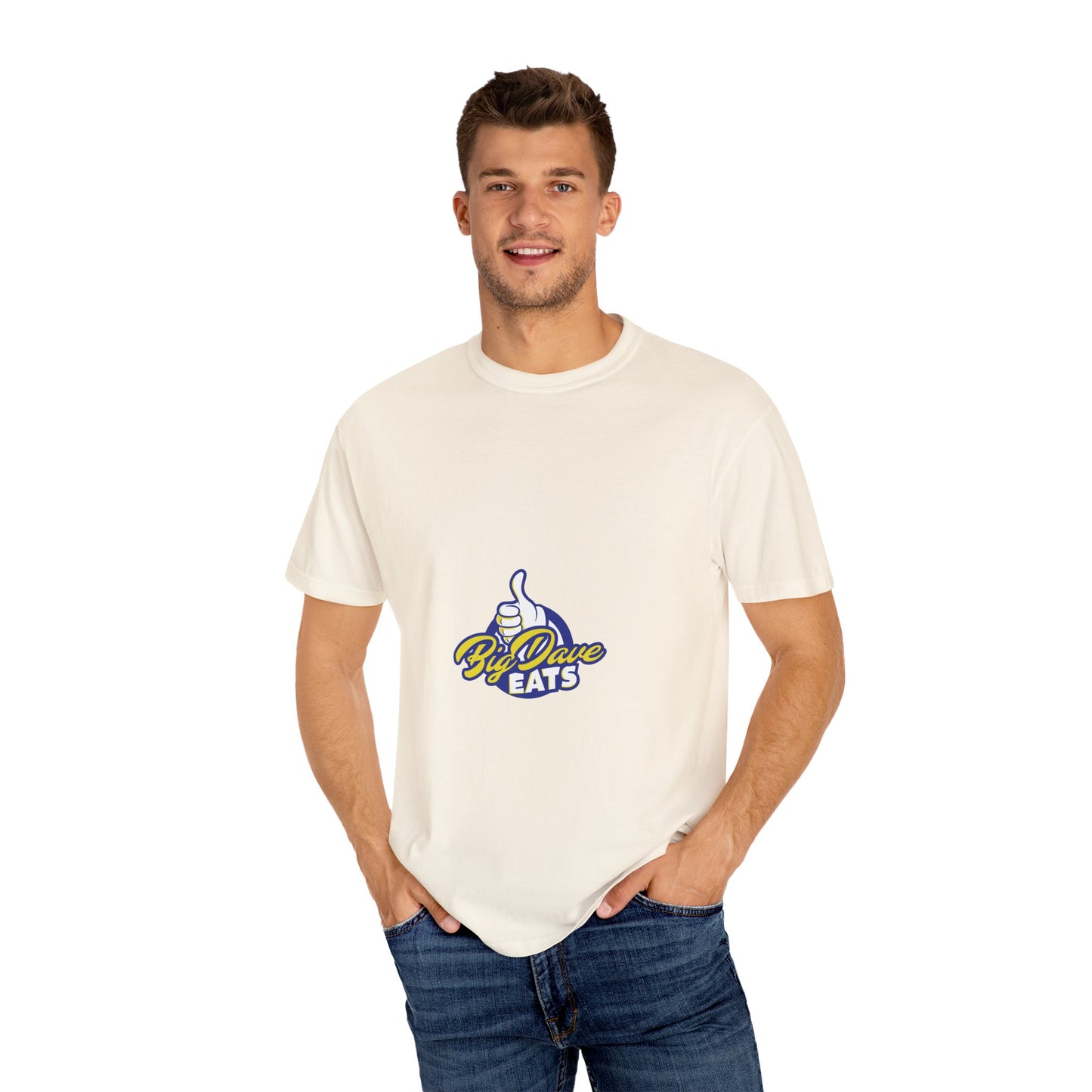 Unisex Garment-Dyed T-Shirt with 'By Dave Eats' Design, Casual Wear, Foodie Gift, Comfortable Everyday Tee, Great for BBQs and Parties