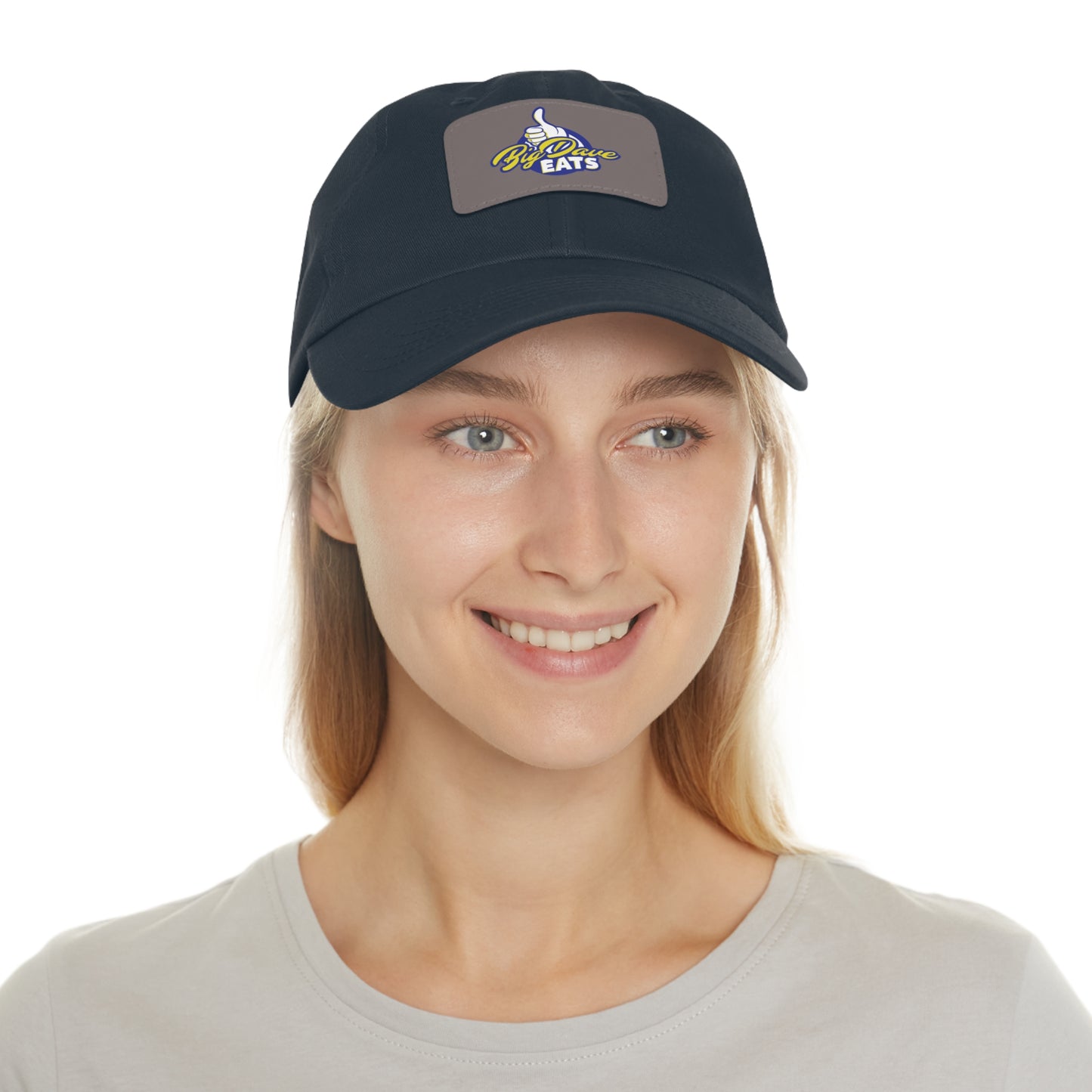 Stylish Leather Patch Dad Hat, Custom Cap for Foodies, Casual Headwear, Perfect Gift for Dads & Grilling Enthusiasts