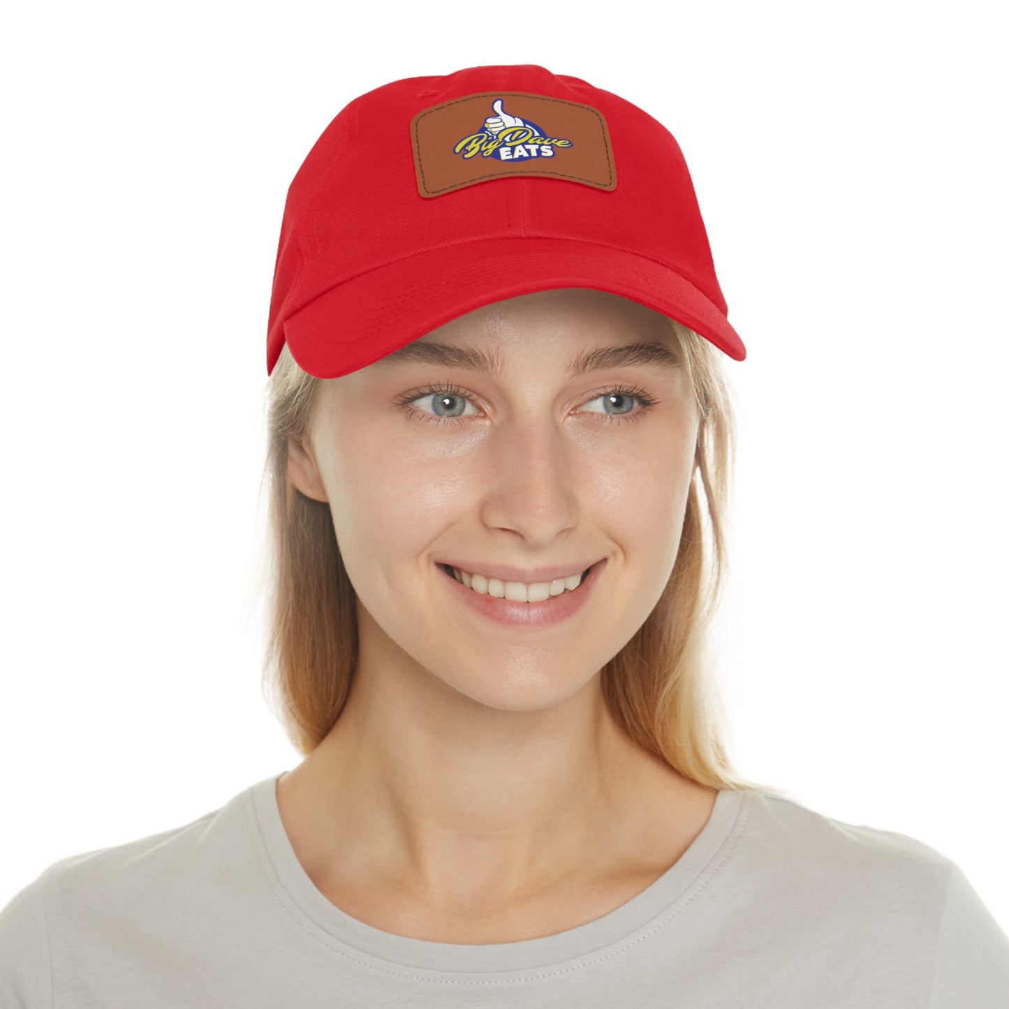 Stylish Leather Patch Dad Hat, Custom Cap for Foodies, Casual Headwear, Perfect Gift for Dads & Grilling Enthusiasts