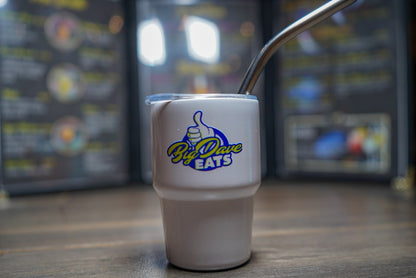 Mini cup with lid and metal straw