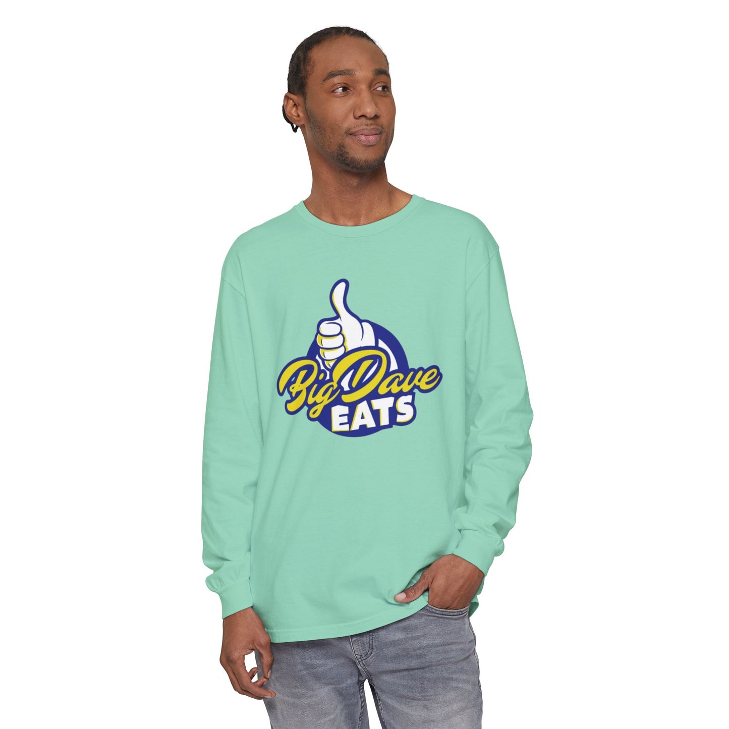 Big Dave Eats Long Sleeve T-Shirt - Casual Unisex Tee for Food Lovers