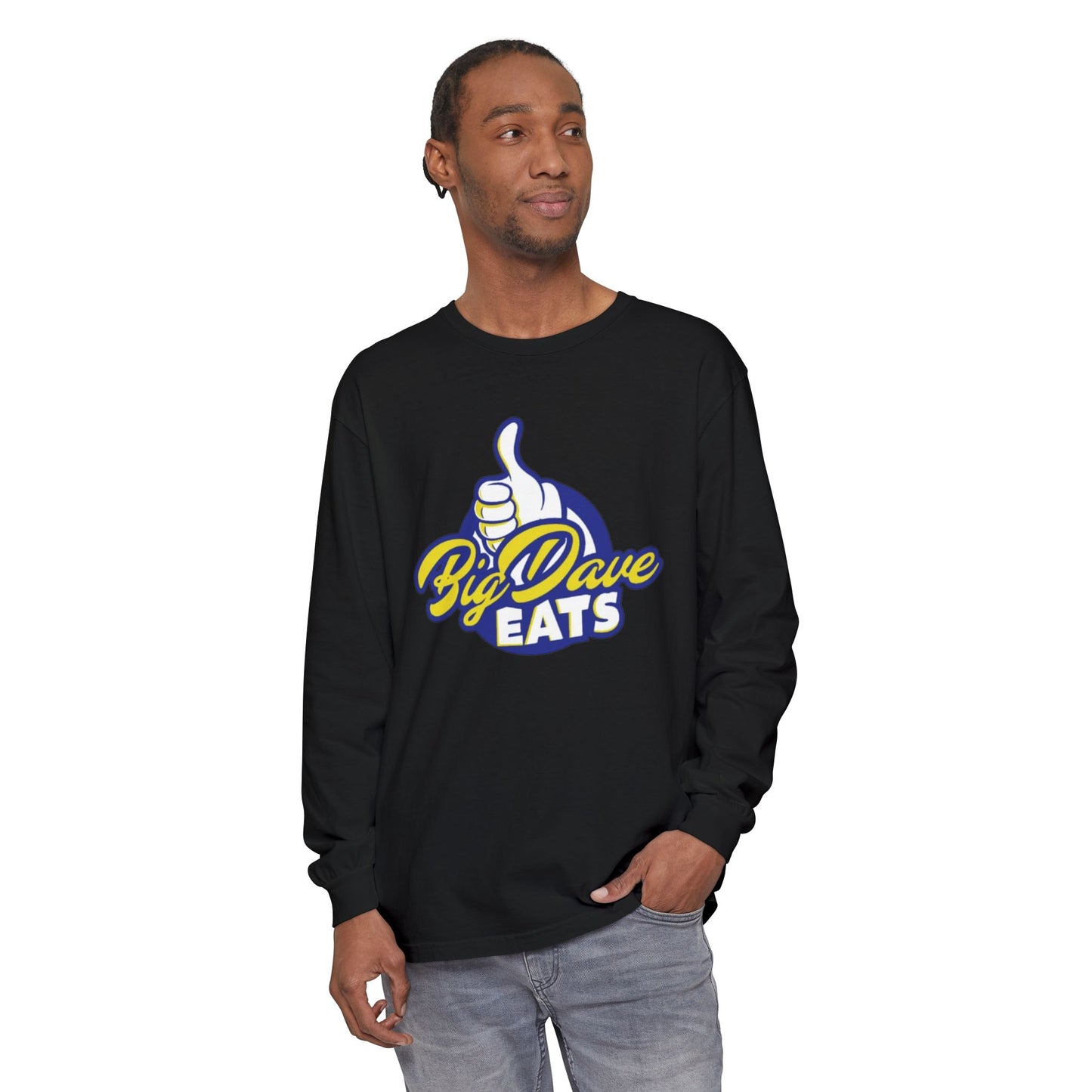 Big Dave Eats Long Sleeve T-Shirt - Casual Unisex Tee for Food Lovers