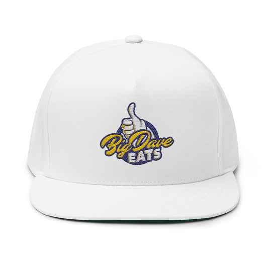 Flat Bill Cap with Embroidery - Big Dave Eats, Trendy Snapback Hat, Gift for Food Lovers, Casual Style, Summer Accessory, Custom Cap
