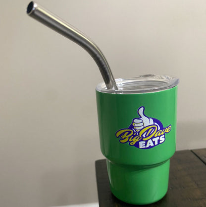 Mini cup with lid and metal straw