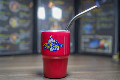 Mini cup with lid and metal straw