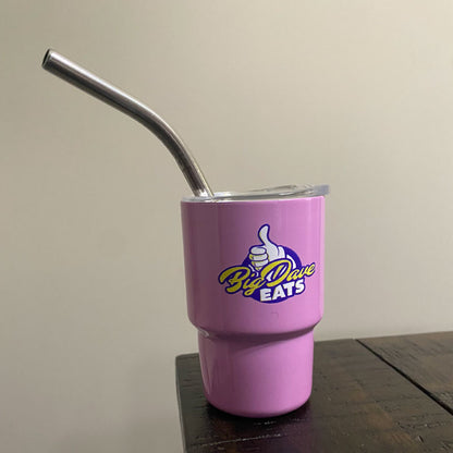 Mini cup with lid and metal straw