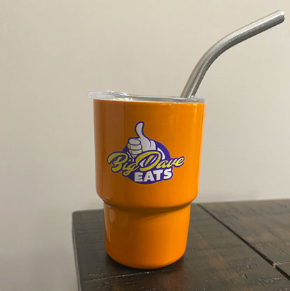 Mini cup with lid and metal straw
